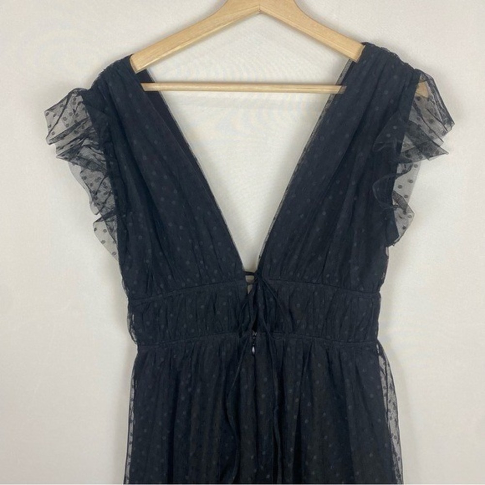 Lulus Yours Evermore Black Swiss Dot Ruffled‎ Midi Dress Size Medium - Picture 5 of 10